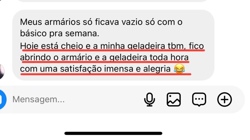 Print de depoimento no WhatsApp